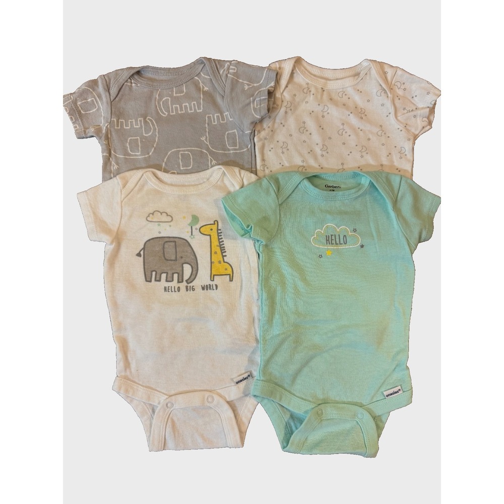 Gerber Baby Boy Onesies Tee Shirts 0/3 Months‎ Bodysuits Elephant Short Sleeved